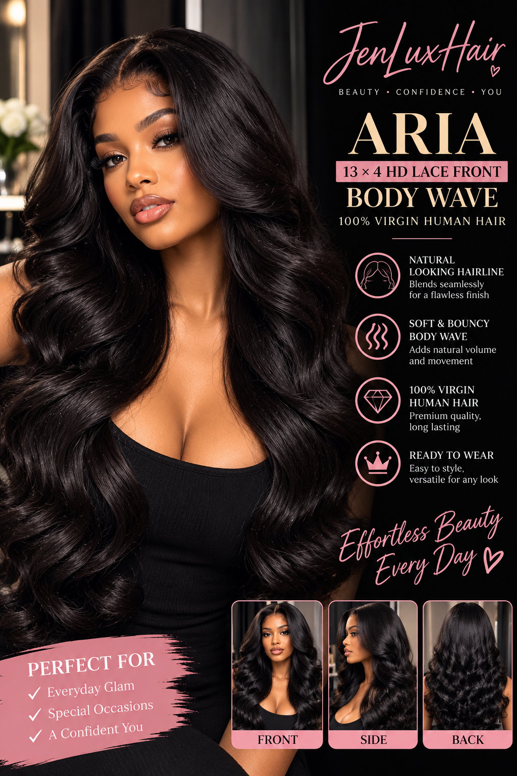 Aria — 13x4 HD Lace Front Body Wave Wig | 100% Virgin Human Hair