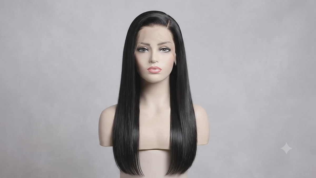 Video of the Nova bone straight lace frontal wig on a mannequin