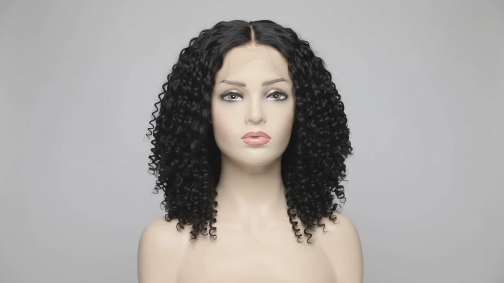 Video of the Jada kinky curly closure wig on a mannequin