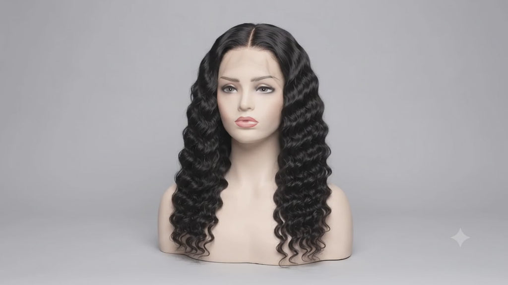 Video of the Zuri glueless deep wave wig on a mannequin